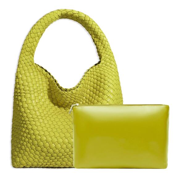 No Brand Handbags - Vegan Leather Hand-Woven Tote Handbag Shoulder Top-handle Bag Underarm Bag